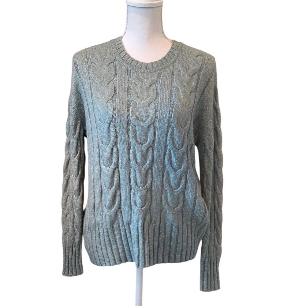 Banana Republic Sweater Rayon Cable Knit Classic Relaxed Sage Green Coastal M